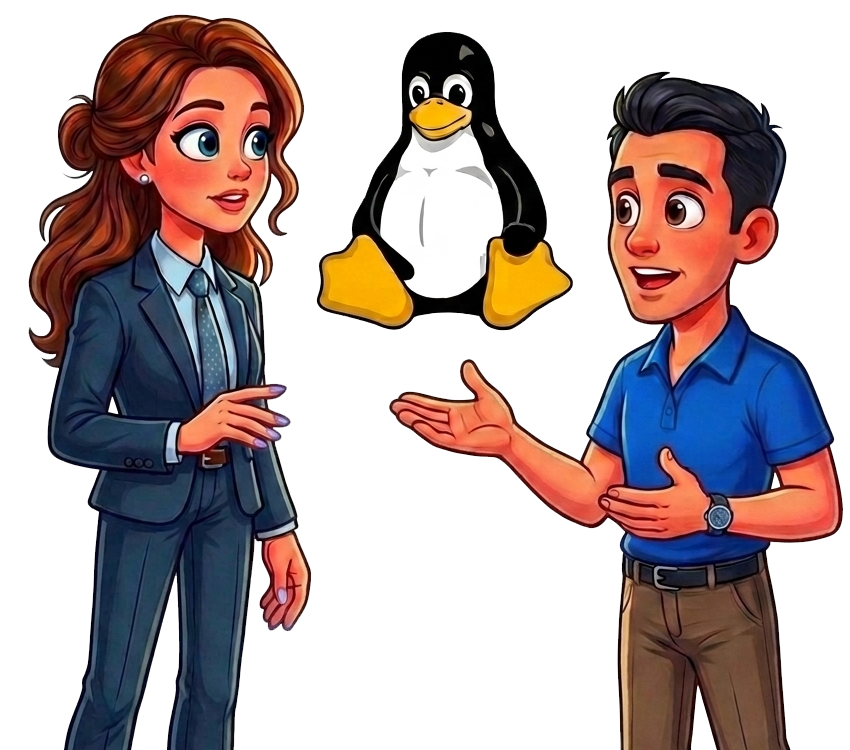 Consultant discussing open source with client